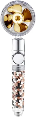 MineralStream - Cabezal de ducha de mano de alta presión Turbo con piedras minerales para filtración, perfecto para cabello seco y piel, cabezal de