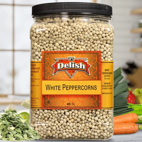 Miniatura 2 de Granos de pimienta blanca entera de It's Delish – Contenedor reutilizable jumbo de 40 onzas (2.5 libras) – Maíz de pimienta blanca entera – Granos