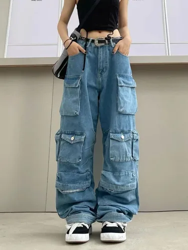 Miniatura 2 de Pantalones cargo holgados para mujer, ropa Y2K, multibolsillos, ajuste relajado, ropa de hadas Grunge, ropa Alt Emo Streetwear