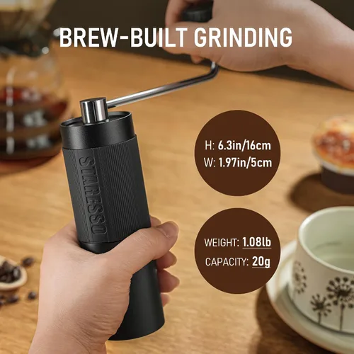 Miniatura 6 de STARESSO D6 PLUS - Molinillo de café manual portátil con ajuste numérico ajustable, rebaba cónica de acero inoxidable para moler consistente, fácil