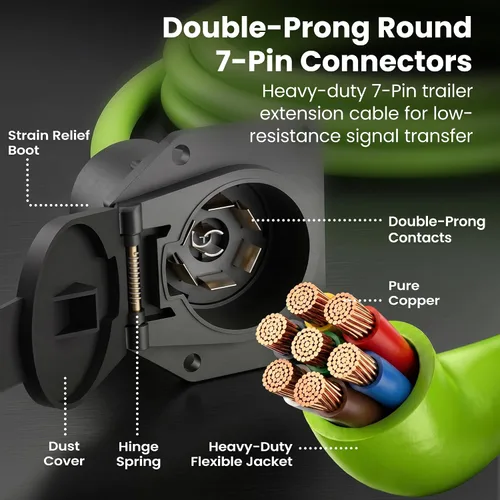 Miniatura 4 de GEARit Cable de extensión para remolque de 7 vías (1 pie) Enchufe de remolque de 7 pines Cable en línea Arnés de cables Conector de clavijas dobles