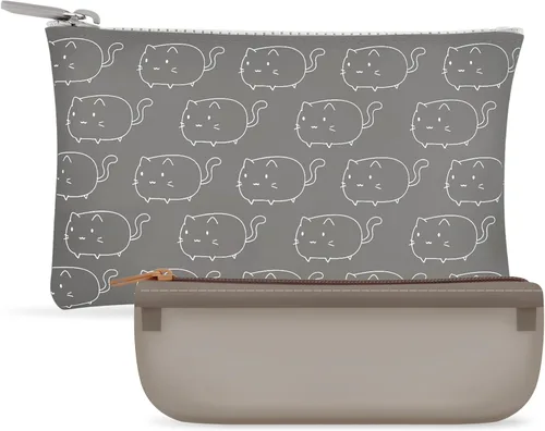 Miniatura 7 de Manmihealth Bonita bolsa de maquillaje de silicona para gatos, bolsas de cosméticos para mujeres, soporte para brochas de maquillaje de viaje, bolsa