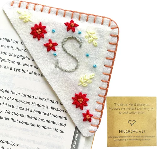 Miniatura 38 de Marcapáginas de esquina bordadas a mano personalizadas, Marcadores para mujeres, Marcador personalizado para los amantes de los libros, lindo Verde