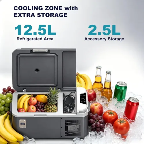 Miniatura 3 de SubSun Enfriador eléctrico de 15 L, refrigerador de 12 voltios, congelador portátil 12 V/24 V CC 110-240 V CA, refrigerador de coche para automóvil