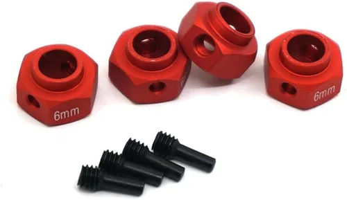 Miniatura 15 de MOHERO Bujes de rueda hexagonales de aleación de aluminio de 0.354 in de grosor y 0.472 in para Trx4 1/10 RC modelo Crawler (rojo, 0.354 in)