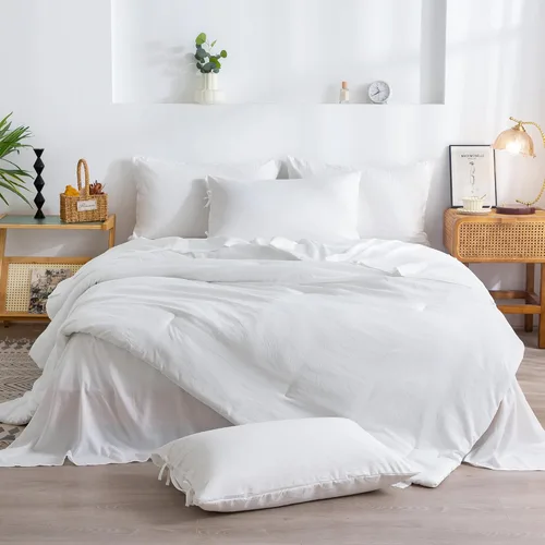 Miniatura 24 de COTTEBED Juego de edredón ultrasuave para cama King, para uso en todas las estaciones, peso ligero con microfibra de algodón lavado cálida y Verde