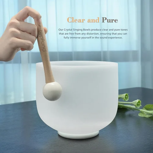 Miniatura 4 de TOPFUND 528 Hz Solfeggio Crystal Singing Bowl 8 inch with Heavy Duty Carrying Case and Suede Mallet