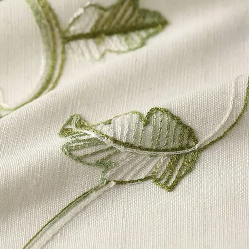 Miniatura 7 de VOGOL - Cenefa de cortinas bordadas con vides, cenefa con bolsillo para ventanas, 52 x 18 pulgadas, verde pasto