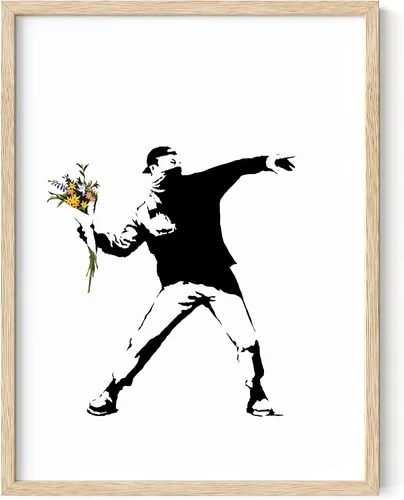 Miniatura 12 de HAUS AND HUES Póster de arte callejero Banksy - Arte pop grafiti - Sin marco 12"x16" Banksy Pulp Fiction