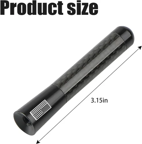 Miniatura 2 de BESULEN Antena Corta de Coche, Antena de Radio de Auto de 3.1 Pulgadas de Fibra de Carbono con Bandera Americana de Aluminio para Recepción AM/FM