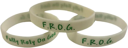 Miniatura 7 de Biblebanz F.R.O.G. Pulseras que brillan en la oscuridad – Pulseras totalmente confiadas en Dios (paquete de 50) pequeñas de 7 pulgadas