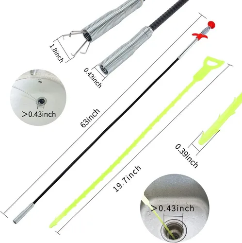 DR.PEN Herramienta de recogida con garra flexible (herramienta de eliminación de obstrucciones en desagües), con 4 garras de manguera flexible para