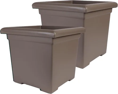 Miniatura 15 de The HC Companies Maceta cuadrada Accent con drenaje – Macetas clásicas para plantas de exterior y plantas de interior – Maceta cuadrada ligera