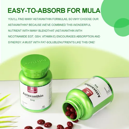 Miniatura 6 de JulyDeer Astaxantina 6 mg por porción, 60 cápsulas blandas – Microalgas de doble fuerza – Fuente natural de Haematococcus Pluvialis – Suplementos