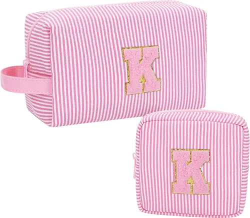 Miniatura 20 de MONSTINA Cesta de Pascua para adolescentes, bolsa de maquillaje con inicial, bolsa de cosméticos personalizada para niñas y mujeres, bonita bolsa