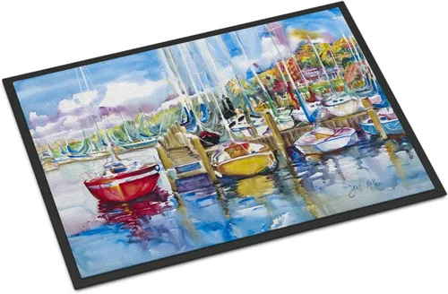Miniatura 134 de Caroline's Treasures JMK1017JMAT - Tapete de caza de rana garza azul, 24 x 36 pulgadas, tapete para puerta delantera, interior y exterior
