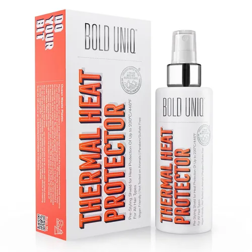 Miniatura 2 de BOLD UNIQ Spray protector de calor para cabello y champú morado. Protector térmico de hasta 450ºF. Elimina los tonos cobrizos de rubio, platino