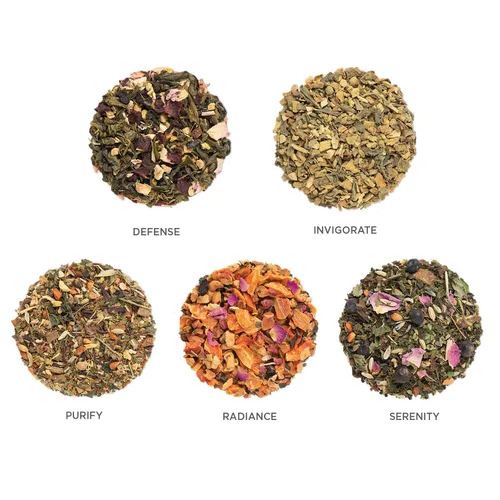 Miniatura 8 de Juego de regalo de té de 3 piezas de Tea Forte Wellbeing; incluye taza de té con tapa en color azul claro, bandeja de té y 10 bolsas de infusor