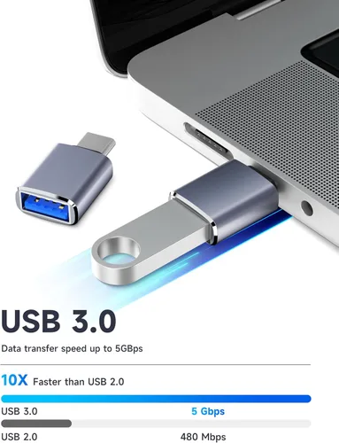 Miniatura 3 de Adaptador USB a USB C, 4 unidades, [USB-C a USB-A] y [USB-A a USB-C], compatible con iPhone 17/16/15 Pro Max, MacBook Pro/Air, Samsung Galaxy