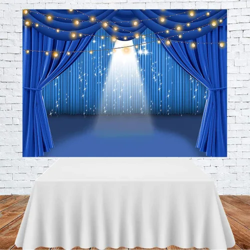 Miniatura 2 de Cortina azul para teatro, escenario, fotografía, telón de fondo de vinilo de 5 x 3 pies, cuadrado, para espectáculo, estudio fotográfico, accesorios