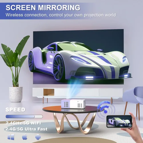 Miniatura 6 de Mini proyector con WiFi, proyectores portátiles de película HD de 1080P, compatible al aire libre con teléfono/tableta/computadora portátil/TV