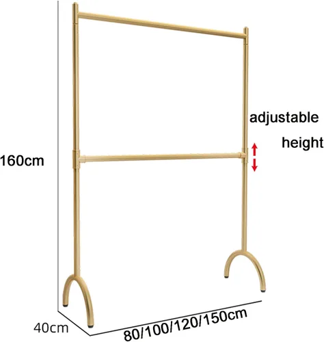 Miniatura 4 de Perchero colgante de metal dorado, perchero para colgar de 2 niveles, barra transversal ajustable en altura, perchero independiente para dormitorio