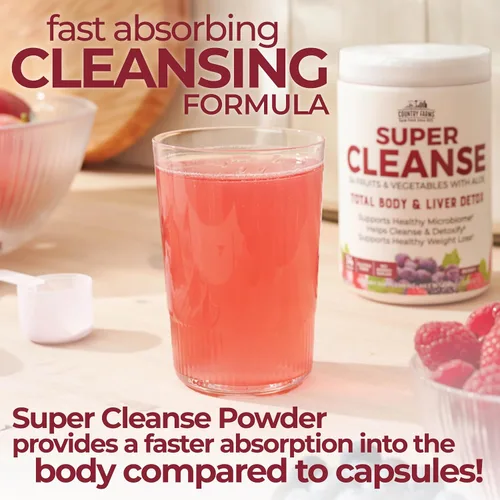 Miniatura 5 de Country Farms Super Cleanse, Super Juice Cleanse, apoya el sistema digestivo saludable, 34 frutas y verduras con aloe, promueve la desintoxicación