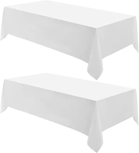 Miniatura 25 de Manteles rectangulares de 60 x 120 pulgadas, paquete de 2 manteles negros para 6 pies, lavables, decorativos, de lino y poliéster, para mesa