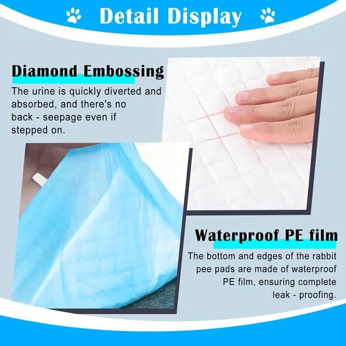 Miniatura 5 de kathson 100 almohadillas desechables para orina de conejo, 18 x 13 pulgadas, almohadillas de entrenamiento de inodoro súper absorbentes para Azul