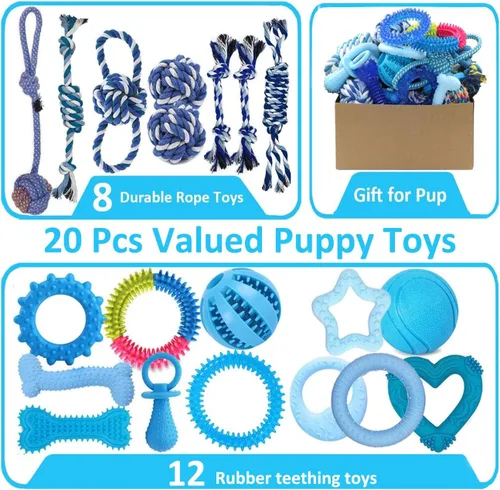 Miniatura 2 de Beiker Paquete de 15 juguetes de Navidad para perros, juguetes masticables para cachorros para dentición de cachorros pequeños y medianos, caja