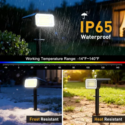 Miniatura 4 de Focos solares para exteriores, impermeables, IP65, [8 paquetes/100 LED/4 modos] 2 en 1, focos solares de paisaje, encendido/apagado automático