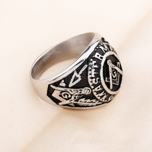 Miniatura 5 de YLWJSP Anillos de motociclista masónico con diseño masónico de maestro masón, joyería estilo sello masónico, joyería con sello masónico