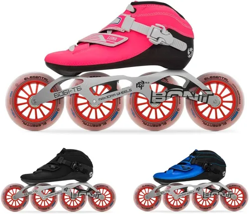 Bont Paquete de Carreras de Patinaje de Velocidad en Línea - Bota de Patín Luna + Marco 2PF 6061 + Ruedas Elemental + Rodamientos ABEC7 - Juvenil -