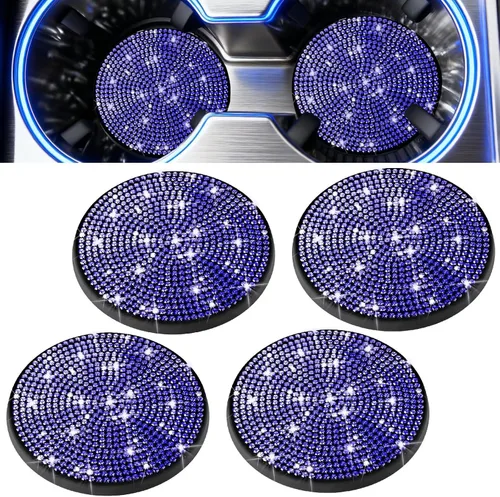 Miniatura 16 de BFXM 2 piezas de portavasos brillantes, portavasos antideslizantes de silicona con diamantes universales de 2.75 pulgadas, accesorios brillantes