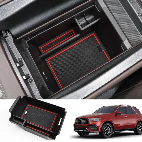 Miniatura 8 de MARCHFA Organizador de consola central compatible con Benz GLE 350 450 W167 53 AMG 2020-2023 2024 2025 2026 Accesorios para reposabrazos GLS 450