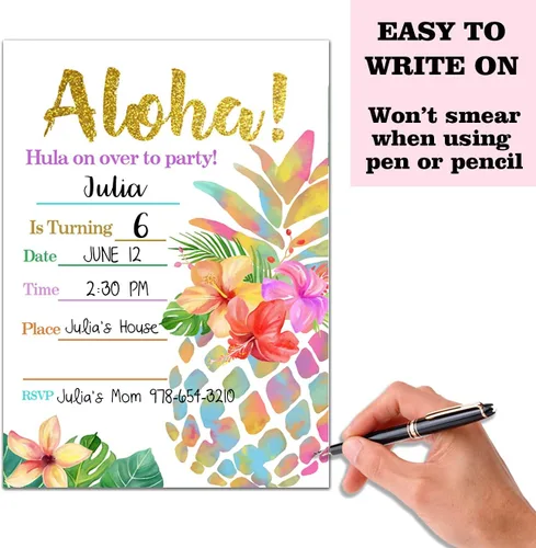 Miniatura 4 de Tarjetas de invitación para fiesta de cumpleaños, celebración de fiesta Aloha, suministros de fiesta temática de nativos americanos, regalos, 20