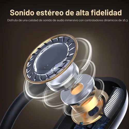 Miniatura 7 de CXK Auriculares de oreja abierta con micrófono, auriculares inalámbricos con cancelación de ruido AI, Bluetooth 5.3, auriculares Bluetooth