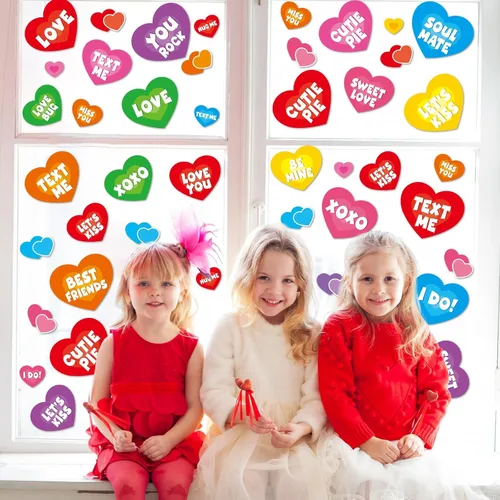 Miniatura 5 de Calcomanías para ventana del día de San Valentín, dulces de San Valentín, calcomanías de corazón para ventana, diseño de corazón para conversación