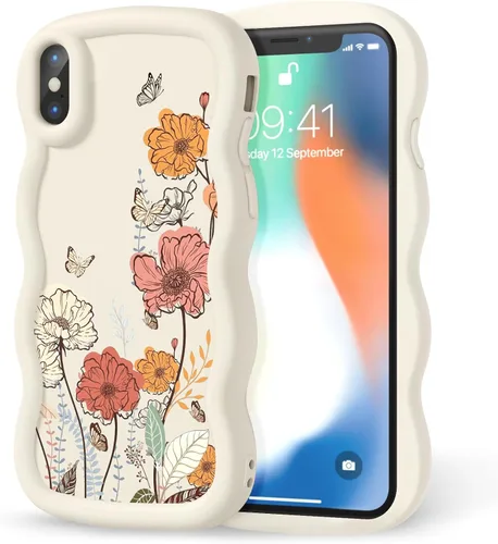 Miniatura 230 de Compatible con iPhone SE/8/7 Funda para Mujeres y Niñas, Marco Ondulado Rizado con Patrón Lindo, Estética Delgada Suave Silicona TPU Parachoques