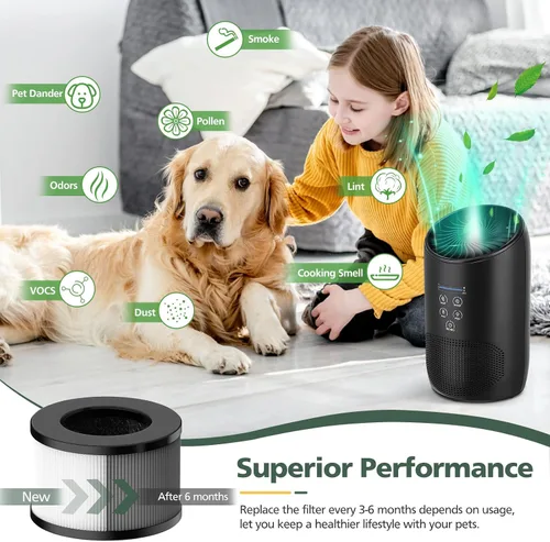 Miniatura 6 de Filtro de repuesto HEPA BS-03 compatible con PARTU y Slevoo BS-03 HEPA purificador de aire con sistema de filtración 3 en 1, paquete de 2 2