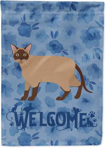 Miniatura 281 de Caroline's Treasures CK4813CHF - Bandera de bienvenida con gato abisinio azul, manga grande, para porche, para colgar en la pared, poliéster