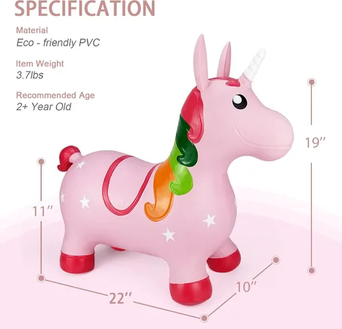 Miniatura 3 de INPANY Caballo hinchable, juguetes de tolva de dinosaurio, animal que rebota para niños, decoraciones de fiesta de dinosaurios, inflable para niños