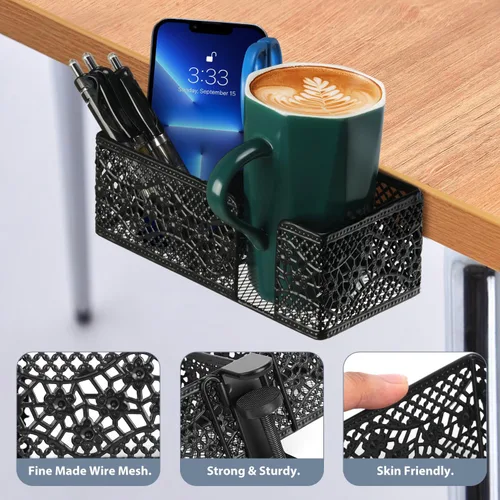 Miniatura 4 de Organizador de Escritorio con Clip para Escritorio Portavasos Portalápices para Almacenamiento de Escritorio Bebidas Soporte para Teléfono