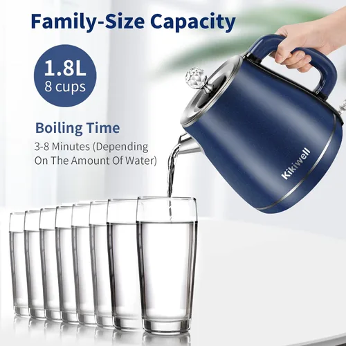 Miniatura 6 de Hervidores Eléctricos de Acero Inoxidable para Hervir Agua, Calentador de Agua Caliente de Doble Pared, Tetera Eléctrica de Tacto Frío, Apagado