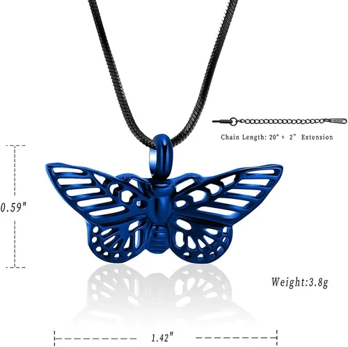 Miniatura 34 de Minicremation Joyas de cremación para cenizas – Collar conmemorativo de mariposa con colgante de urna para cenizas de seres queridos