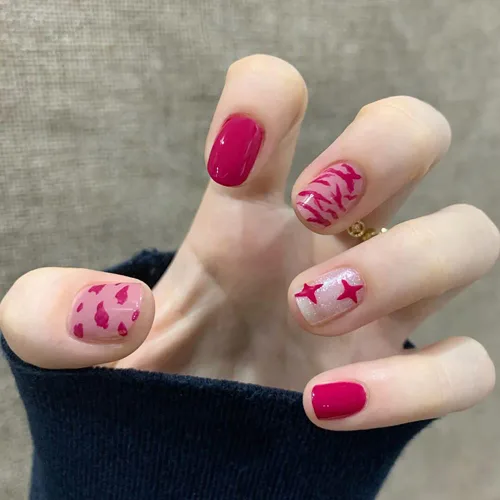 Miniatura 36 de LIGHT RAIN - Uñas a presión de longitud media, con diseño de galaxia Andromeda, uñas postizas de gel, reutilizables, de lujo, de siete capas