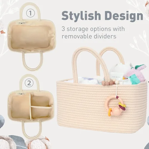 Miniatura 5 de Miss Fong Organizador de pañales - Organizador portátil con separadores extraíbles, cesta de viaje y (crema)