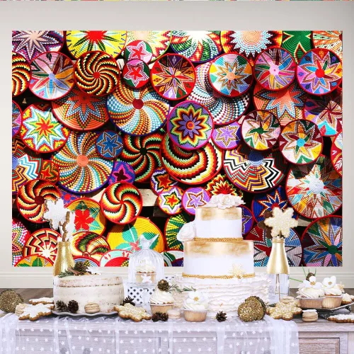 Miniatura 3 de Lofaris Cestas de Habesha hechas a mano etíope con temática etíope para fotografía de fondo de fotografía de feliz cumpleaños, baby shower