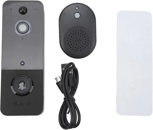 Miniatura 9 de Sanpyl Cámara de timbre de video, 1080P HD, audio de 2 vías, noche infrarroja, videollamadas remotas, cambiador de voz inteligente, lente gran
