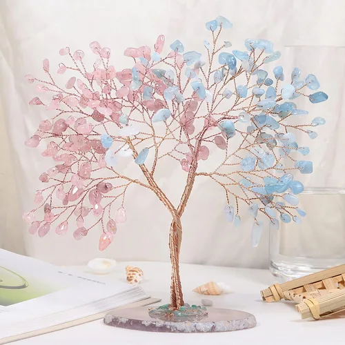 Miniatura 3 de Nupuyai Árbol de dinero hecho a mano de buena suerte con base de ágata en rodajas de ágata, piedra de cristal de energía curativa, árbol bonsái